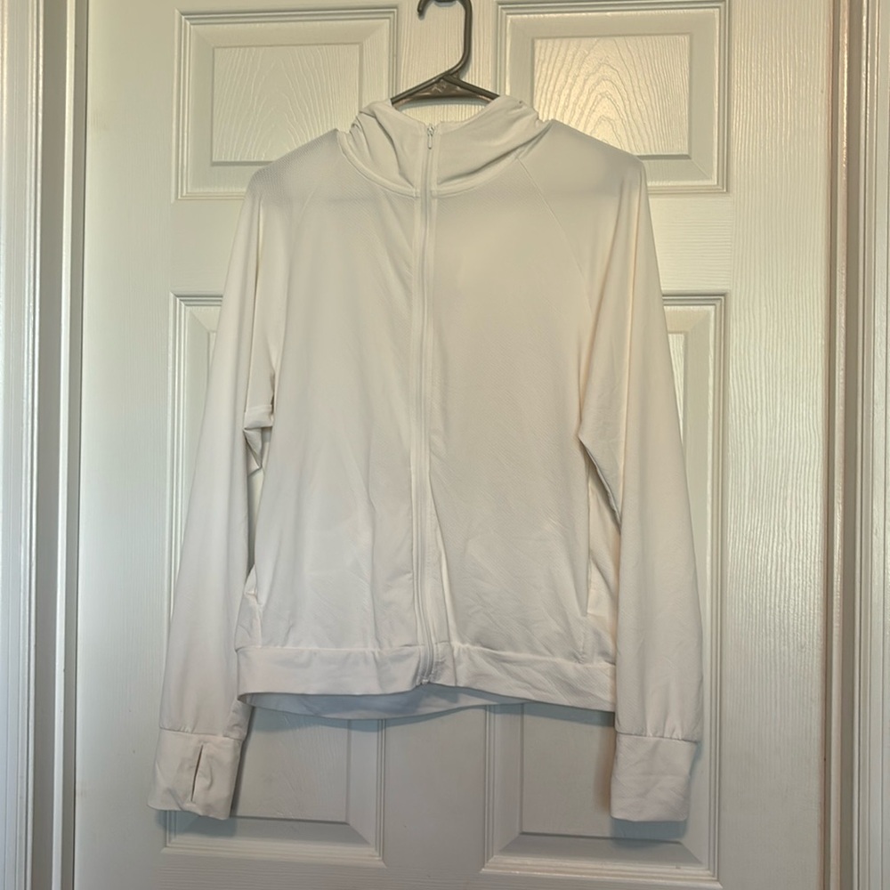 Uniqlo AIRism Hoodie Womens XL White Full Zip Athletic UV Protect Stretch